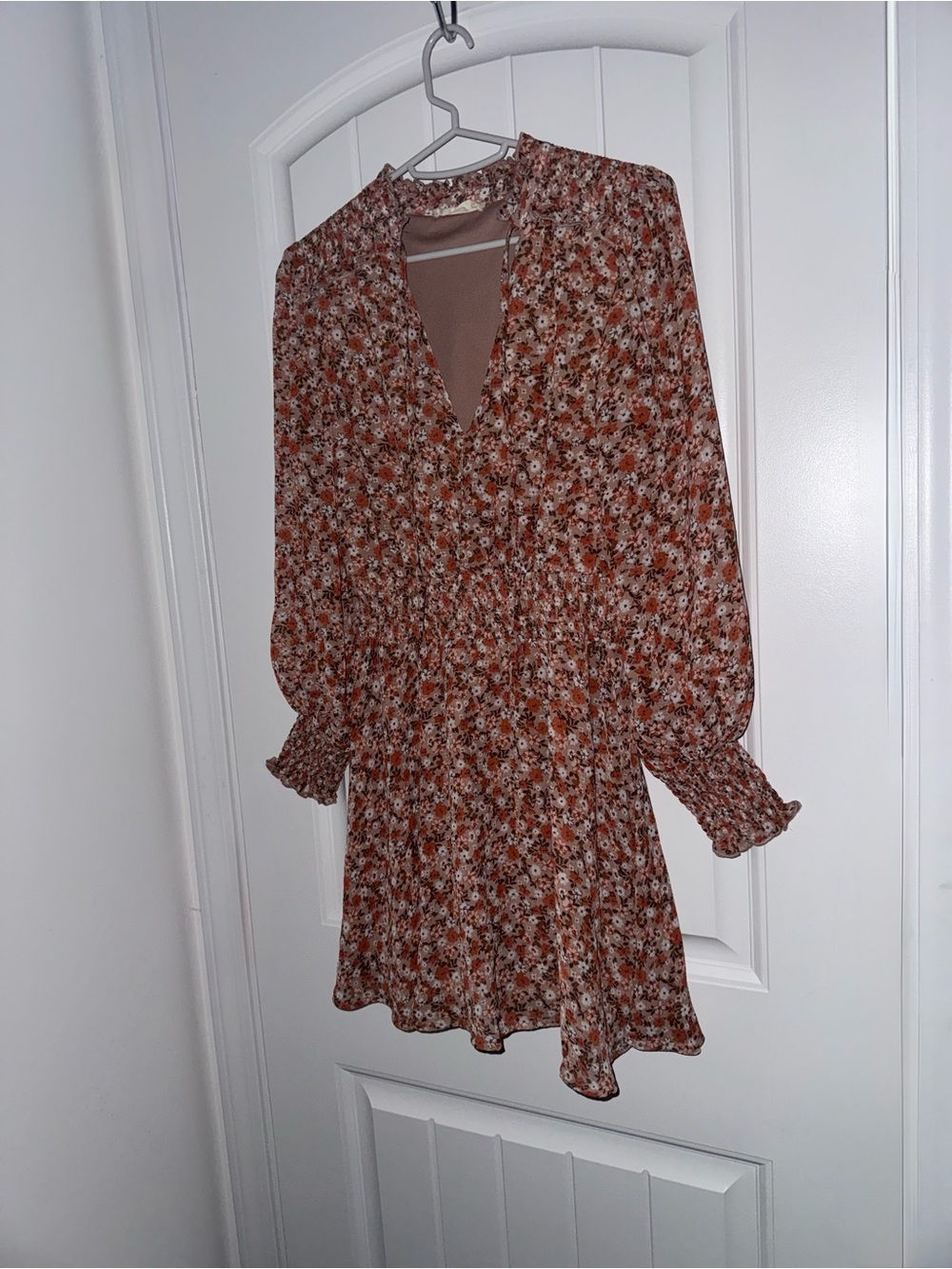 Altar’d State Carilyn Floral Smocked Waist Long Sleeve Mini Dress